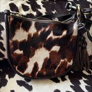 Patricia Nash Brown and Black Animal Print Shoulder Bag